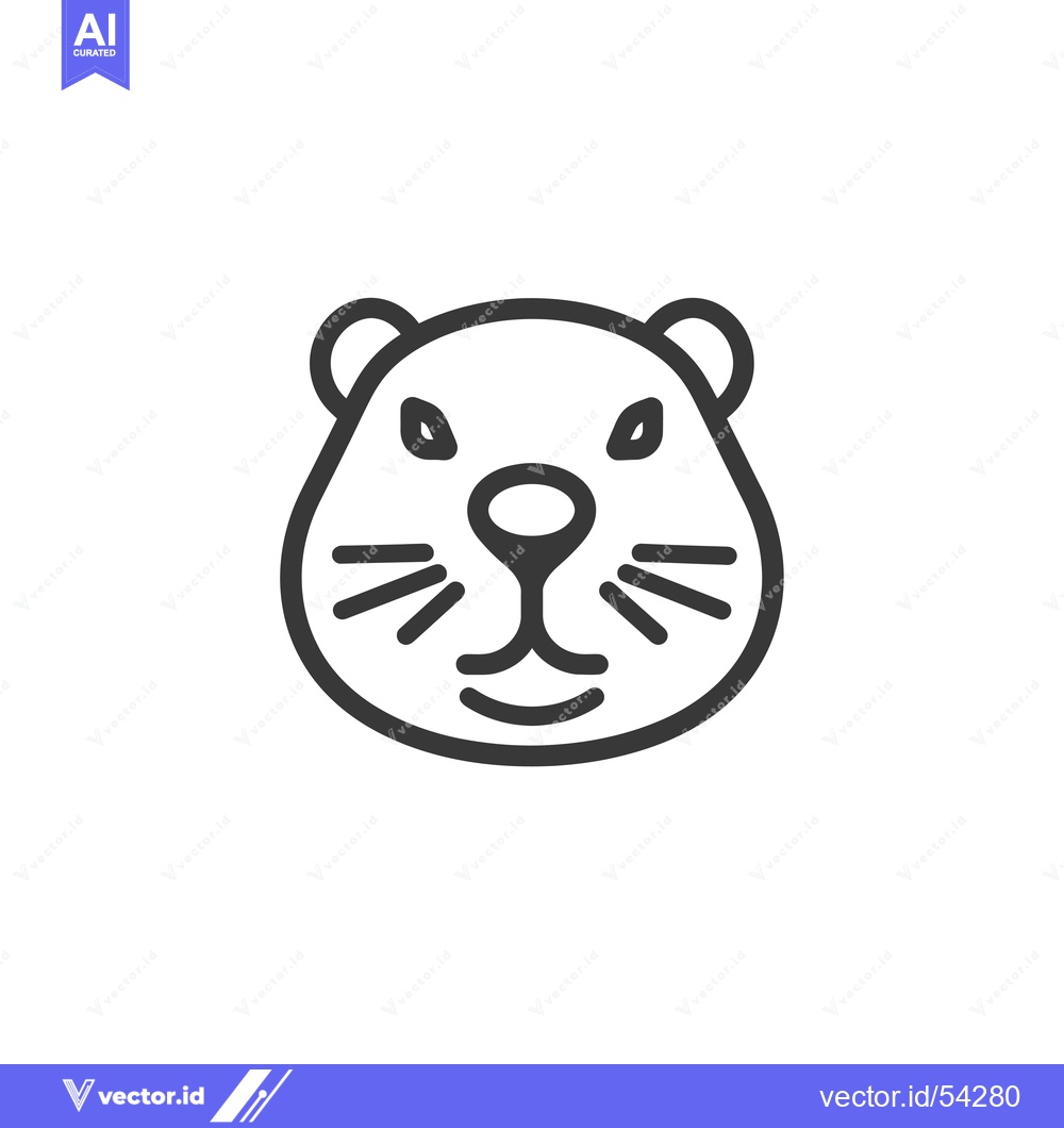 Premium Vector dari Line Art Illustration of a  Smiling Otter's Face