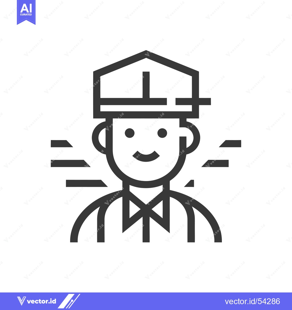 Premium Vector dari Line Art Illustration of a Smiling Person Wearing a Hat