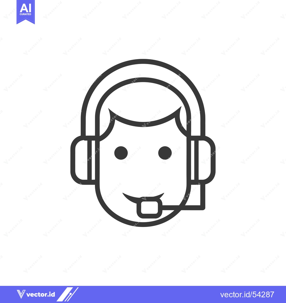Premium Vector dari Line art illustration of a smiling person wearing a headset