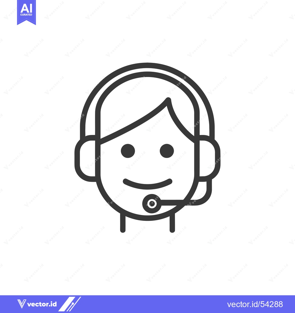Premium Vector of Line art illustration of a smiling person wearing a headset