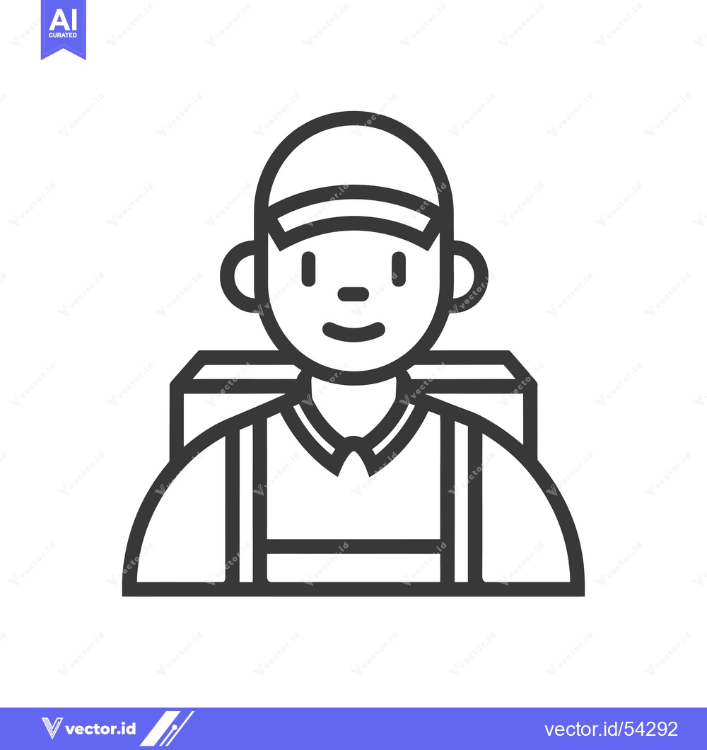 Premium Vector dari Line Art Illustration of a Smiling Person with Backpack