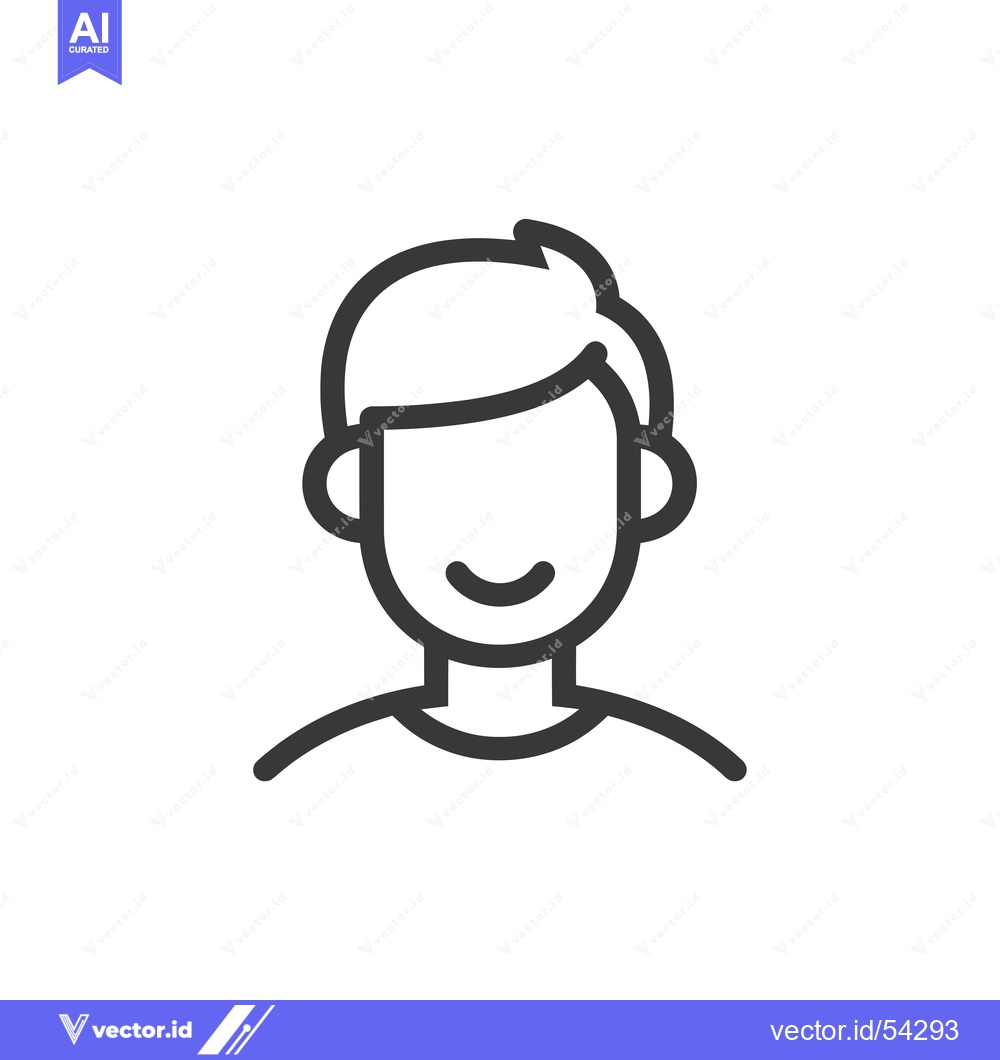 Premium Vector dari Line Art Illustration of a Smiling Person with Short Hair