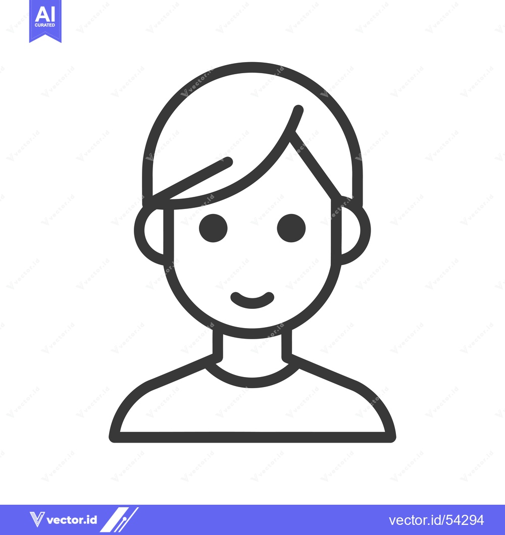 Premium Vector dari Line Art Illustration of a Smiling Person with Short Hair