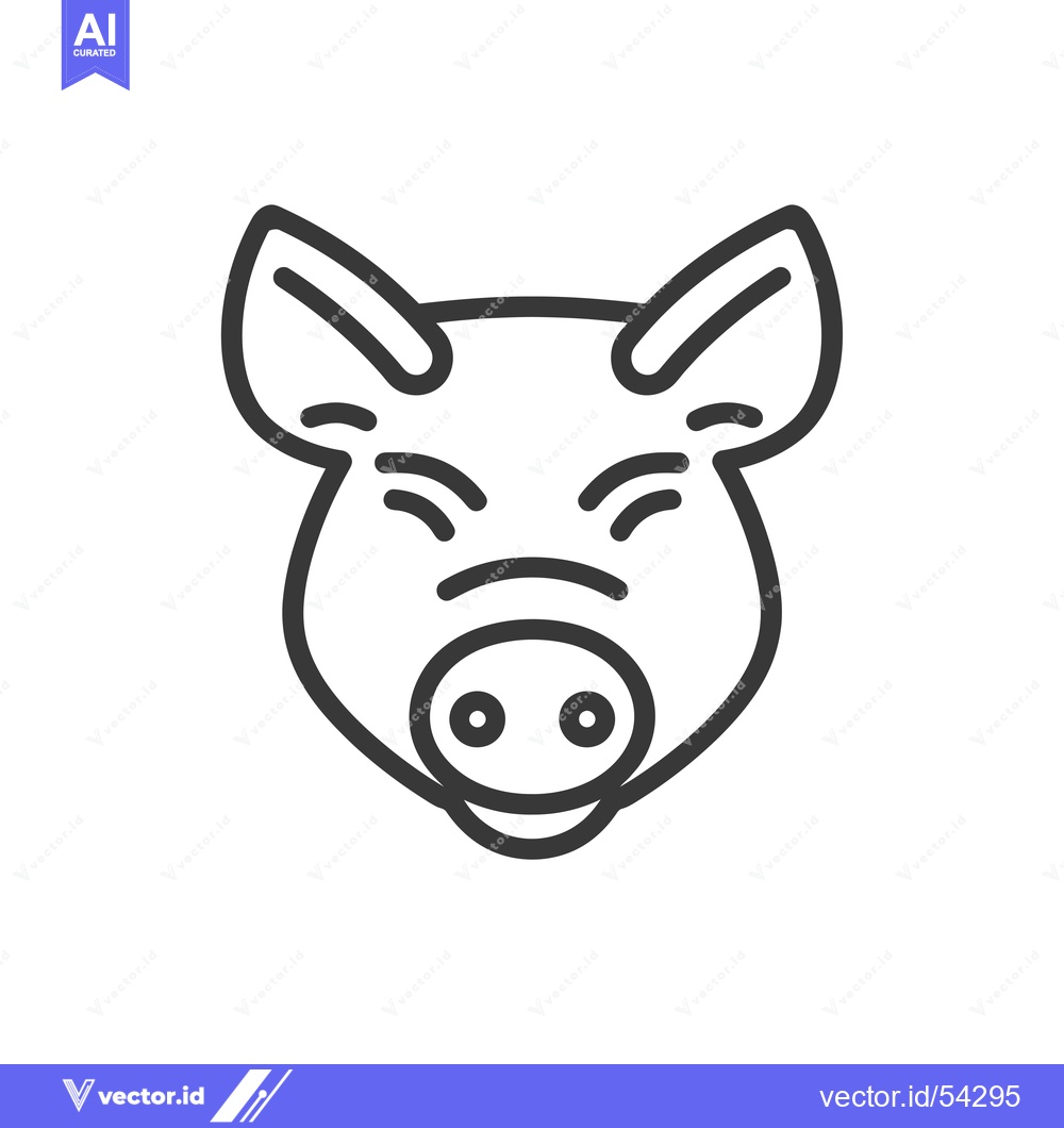 Premium Vector of Line Art Illustration of a Smiling Pig's Face