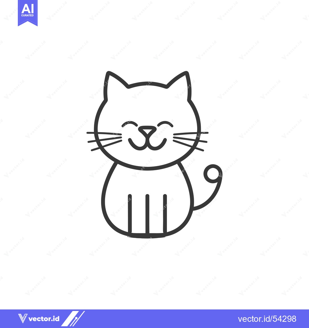 Premium Vector dari Line Art Illustration of a Smiling Sitting Cat