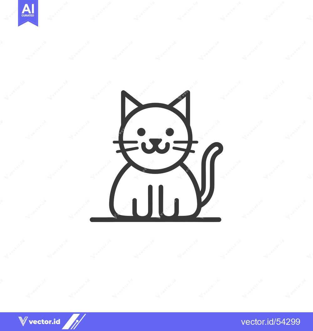Premium Vector dari Line Art Illustration of a Smiling Sitting Cat