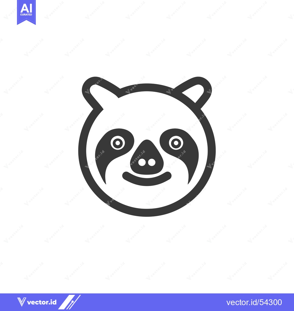 Premium Vector of Line art illustration of a smiling sloth face
