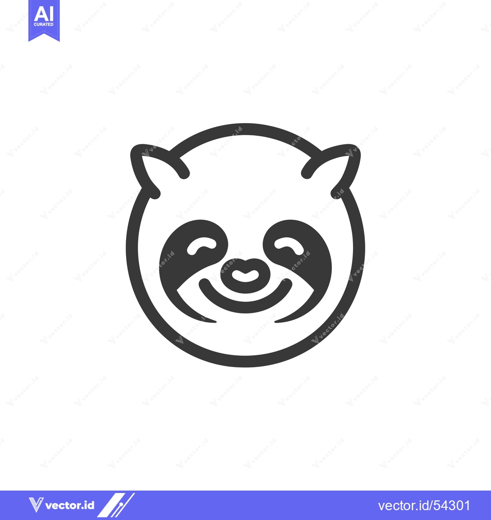 Premium Vector of Line art illustration of a smiling sloth face