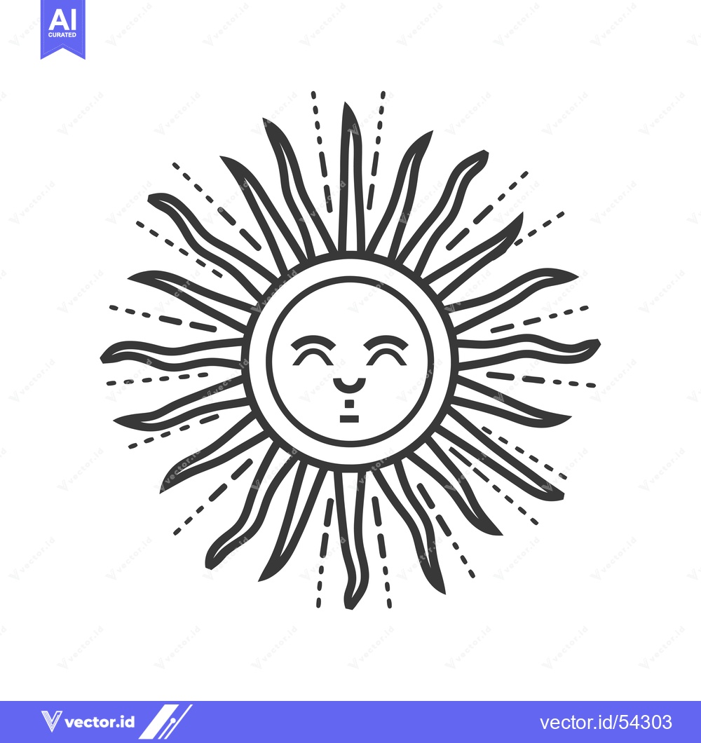 Premium Vector dari Line Art Illustration of a Smiling Sun with Rays