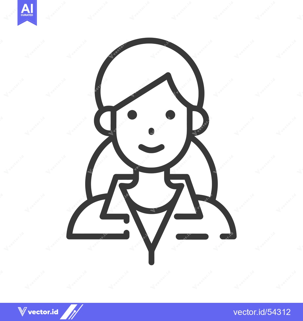 Premium Vector of Line Art Illustration of a Smiling Woman with Long Hair