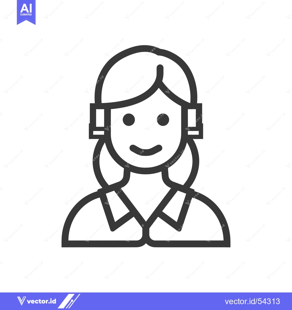 Premium Vector of Line Art Illustration of a Smiling Woman with Short Hair
