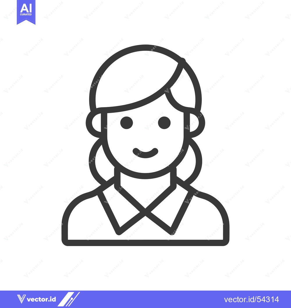Premium Vector of Line Art Illustration of a Smiling Woman with Short Hair