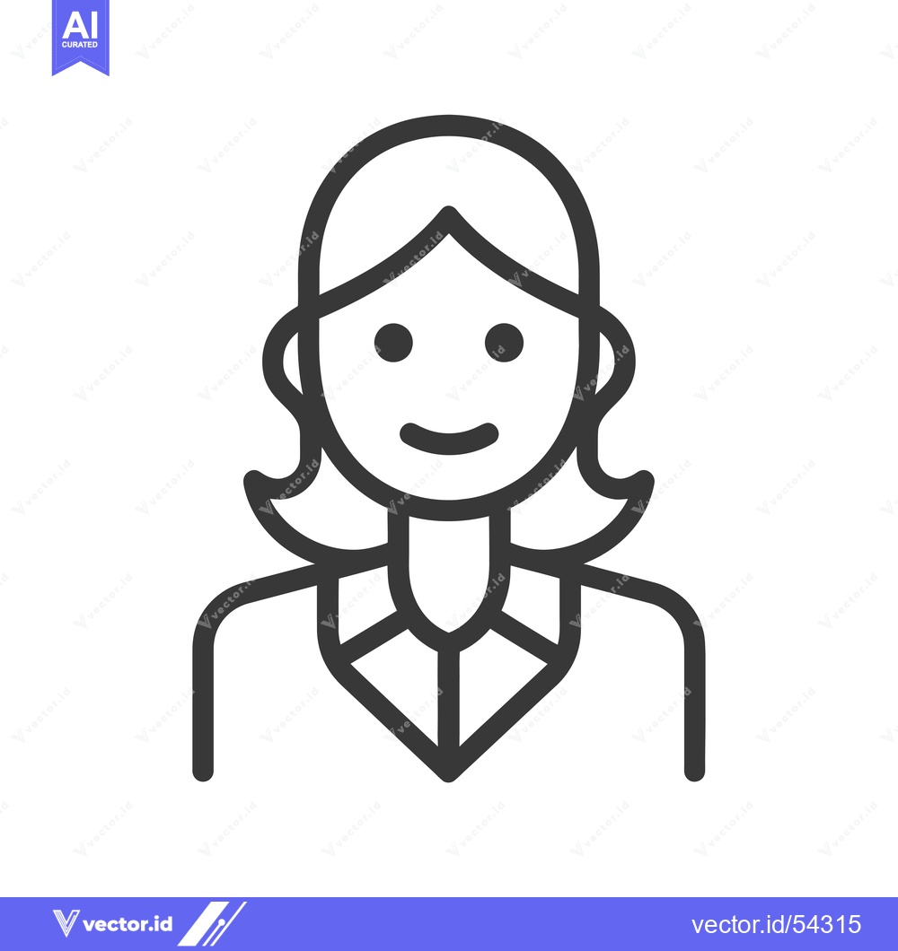 Premium Vector of Line Art Illustration of a Smiling Woman with Short Hair