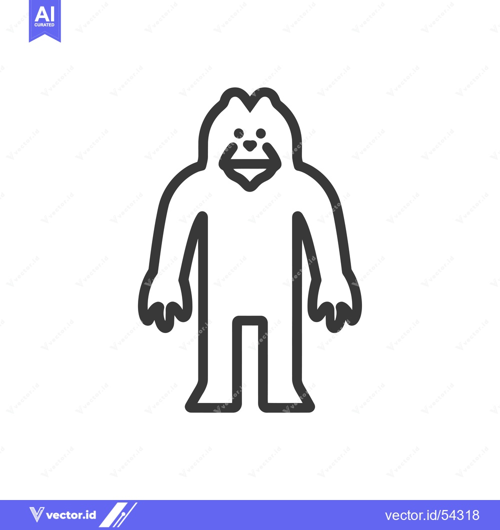 Premium Vector of Line Art Illustration of a Smiling Yeti
