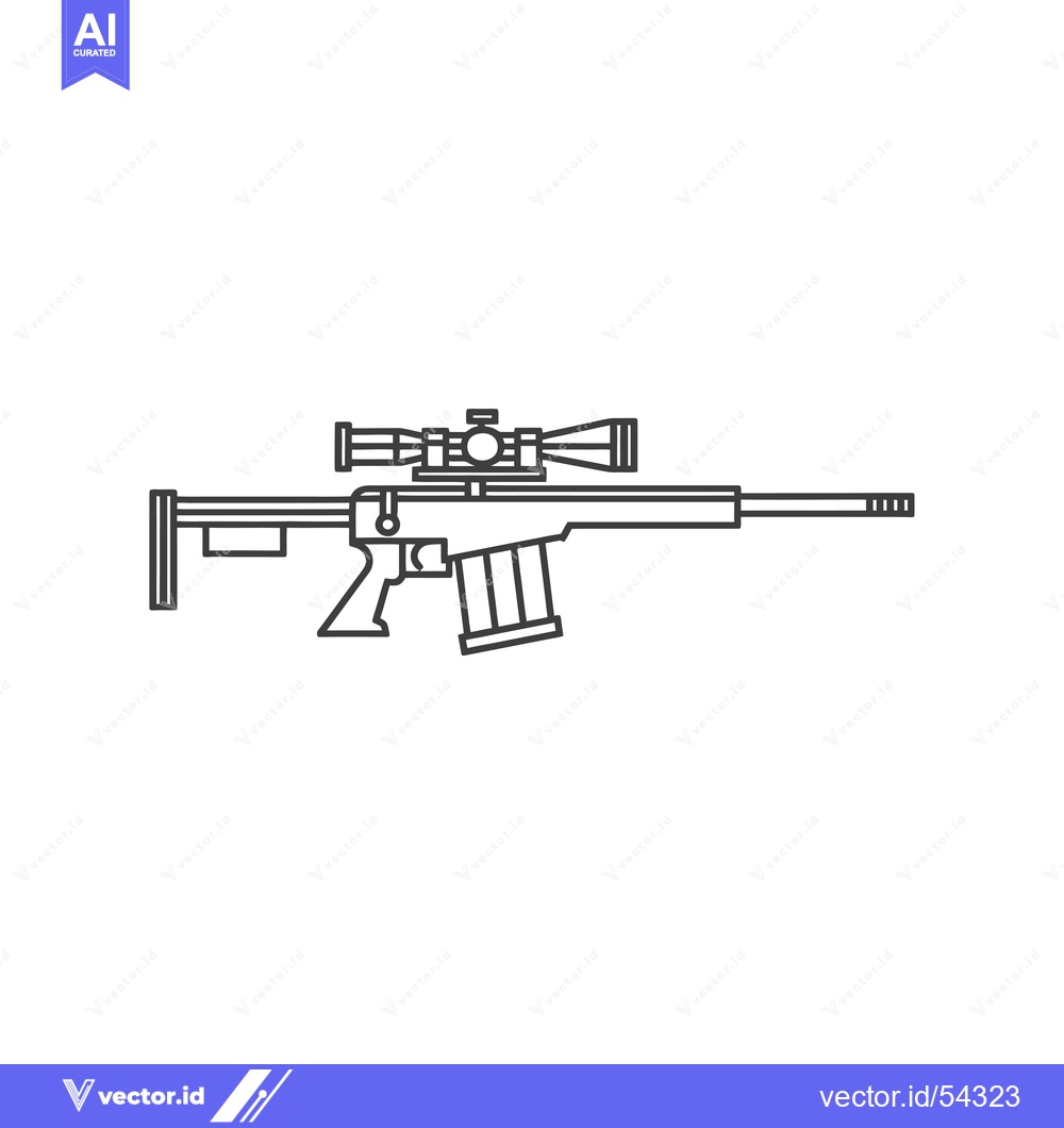 Premium Vector of Line art illustration of a sniper rifle with a scope