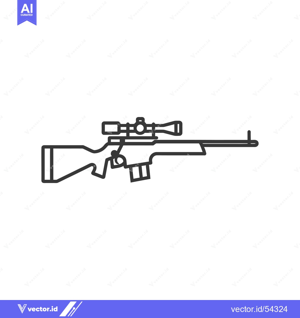 Premium Vector dari Line Art Illustration of a Sniper Rifle with Scope