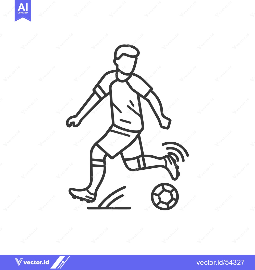 Premium Vector dari Line Art Illustration of a Soccer Player Kicking a Ball