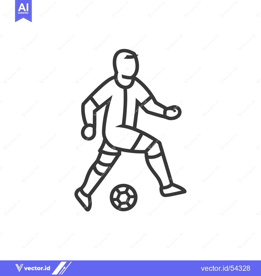 Premium Vector dari Line Art Illustration of a Soccer Player Kicking a Ball