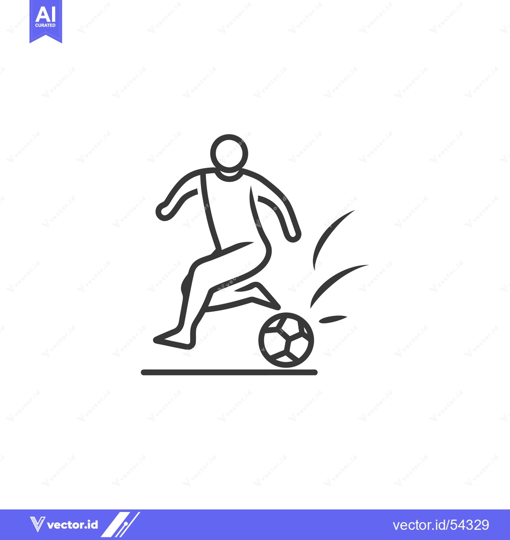 Premium Vector of Line Art Illustration of a Soccer Player Kicking a Ball