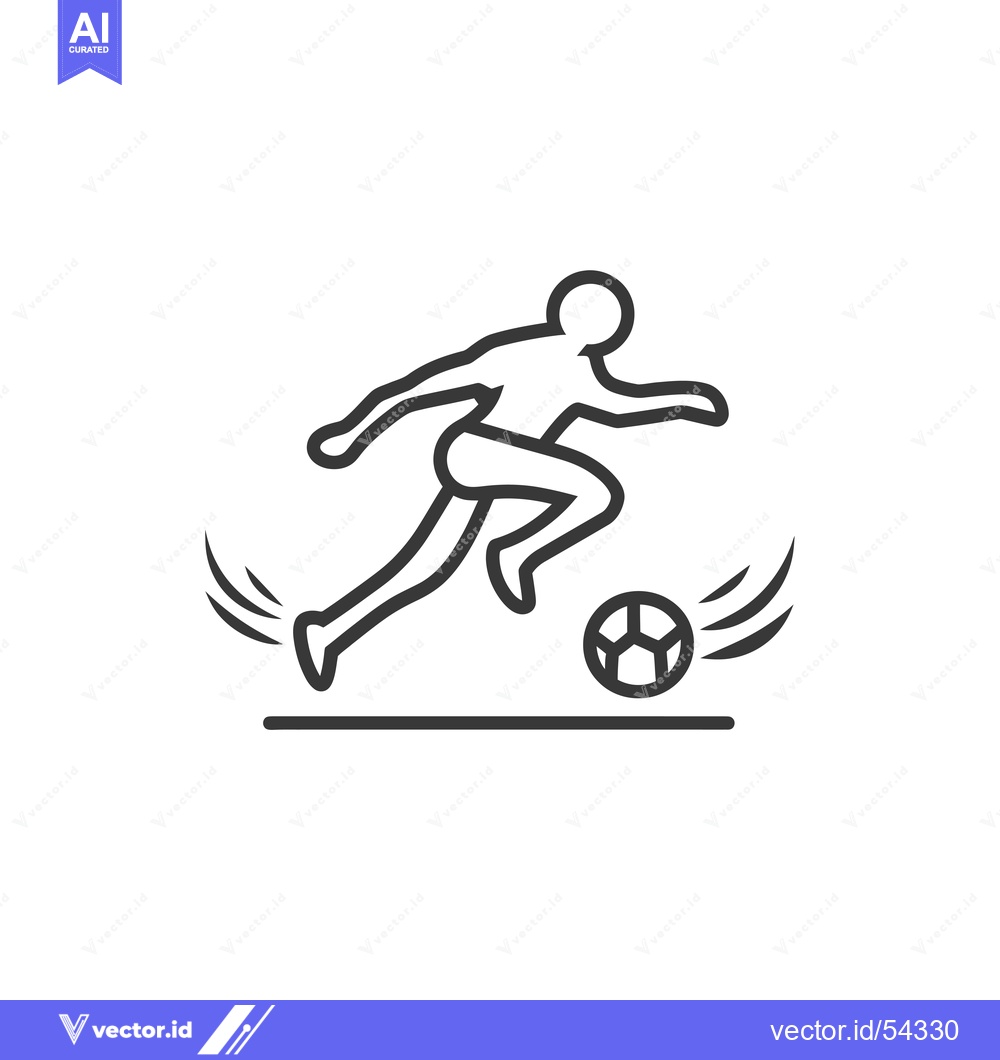 Premium Vector of Line Art Illustration of a Soccer Player Kicking a Ball
