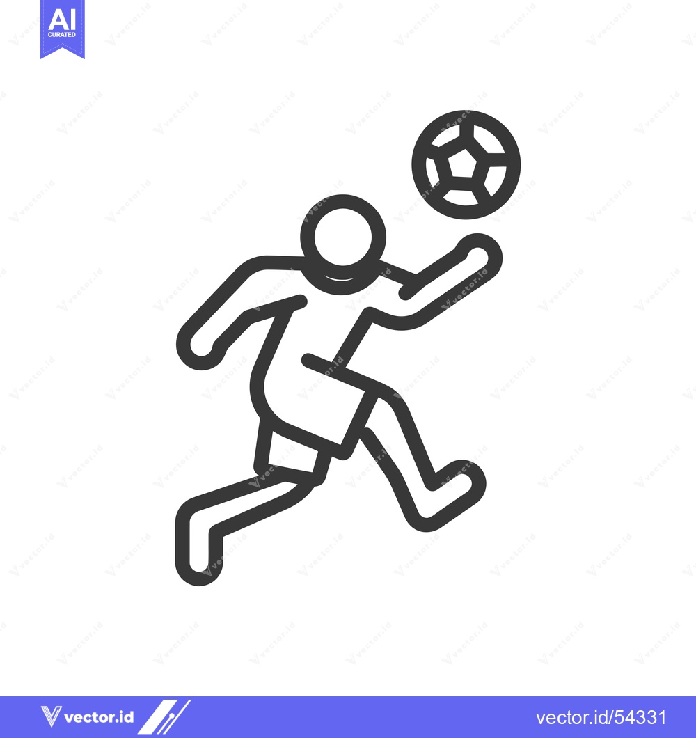 Premium Vector of Line art illustration of a soccer player kicking a ball