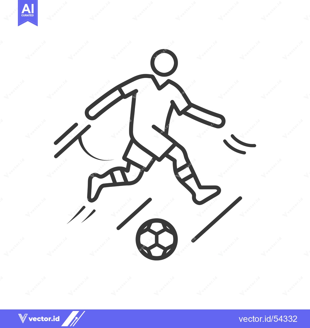 Premium Vector dari Line art illustration of a soccer player kicking the ball