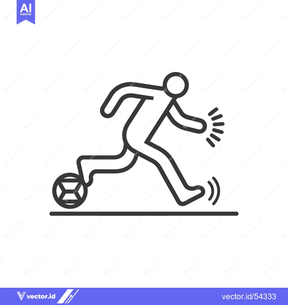Premium Vector of Line Art Illustration of a Soccer Player Kicking the Ball