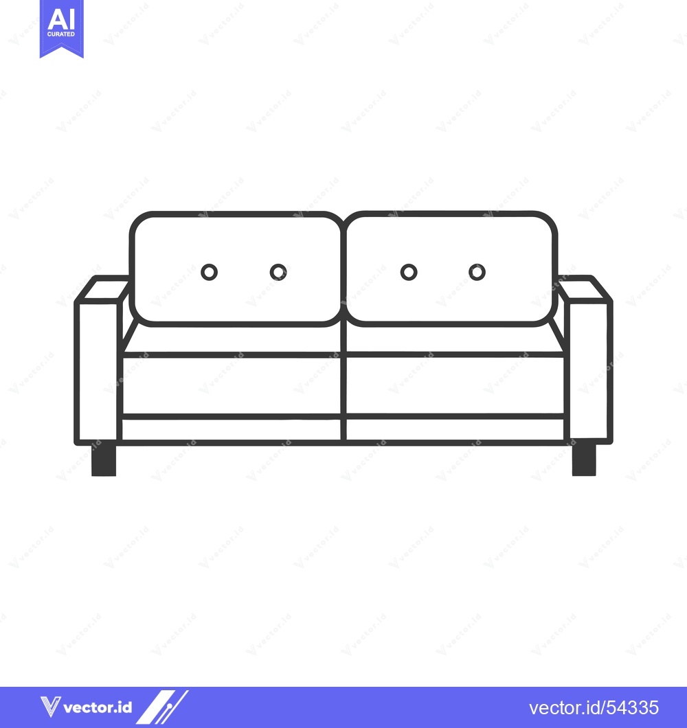 Premium Vector of Line Art Illustration of a Sofa with Two Cushions