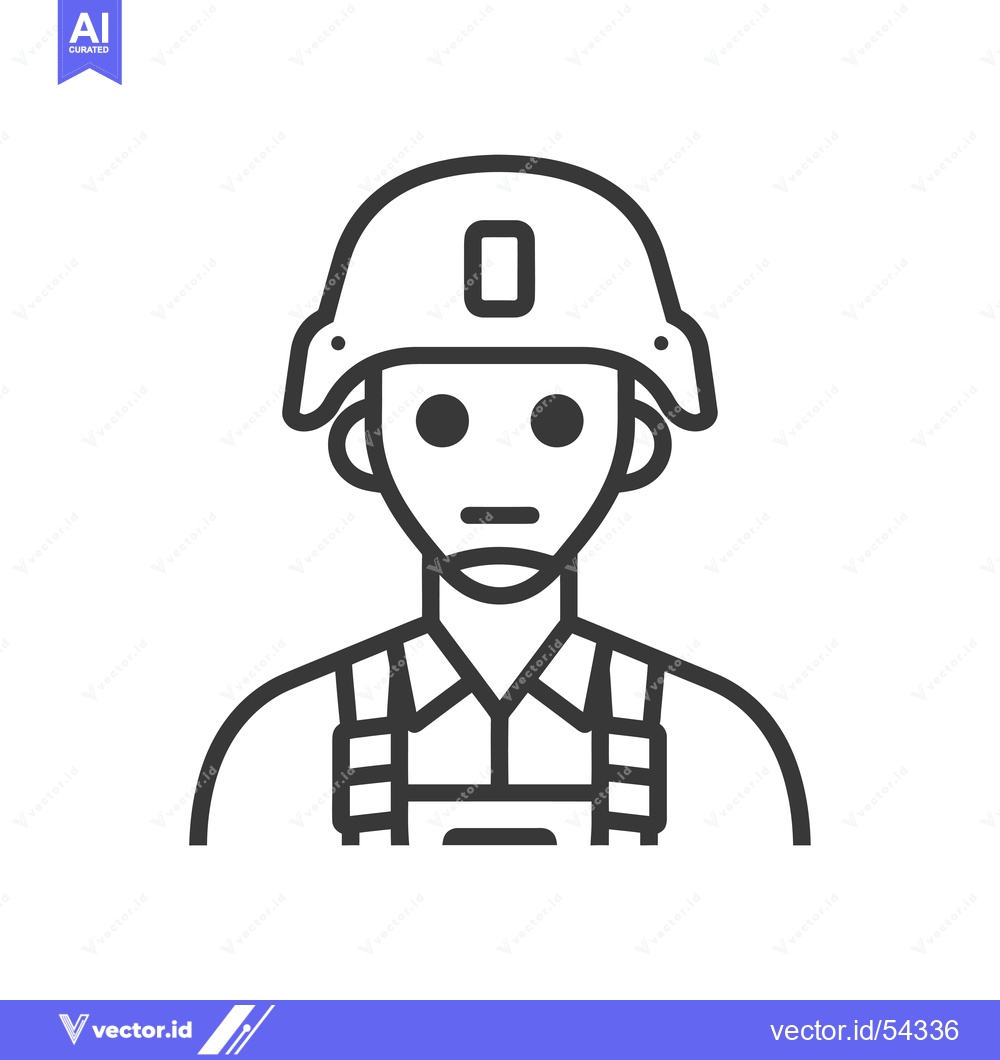 Premium Vector dari Line art illustration of a soldier wearing a helmet