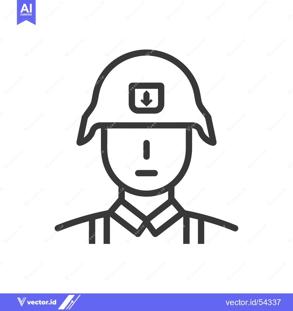 Premium Vector of Line Art Illustration of a Soldier Wearing a Helmet