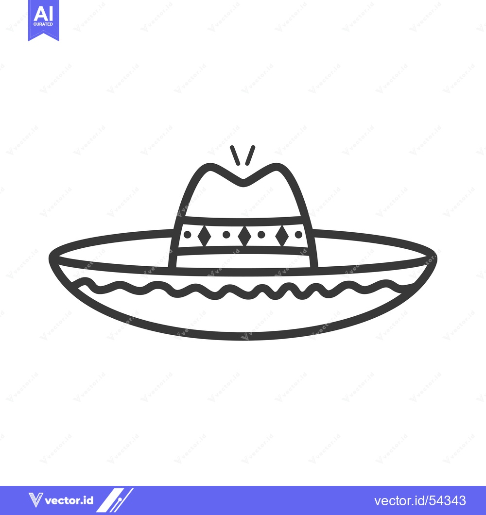Premium Vector dari Line art illustration of a sombrero hat