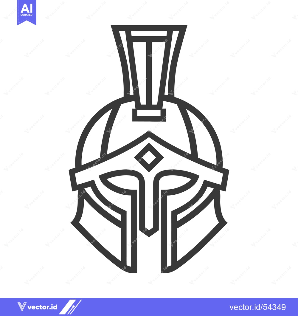 Premium Vector of Line Art Illustration of a Spartan Helmet