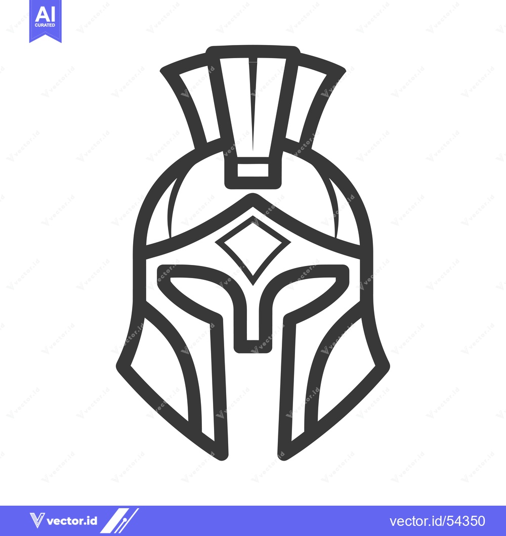 Premium Vector of Line Art Illustration of a Spartan Helmet