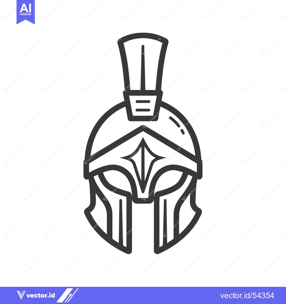 Premium Vector of Line Art Illustration of a Spartan Helmet
