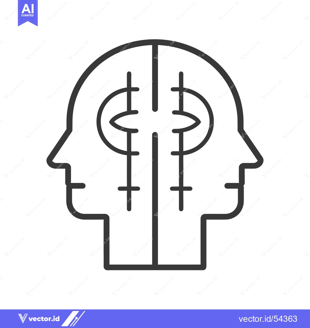 Premium Vector of Line Art Illustration of a Split Head with Dollar Symbols