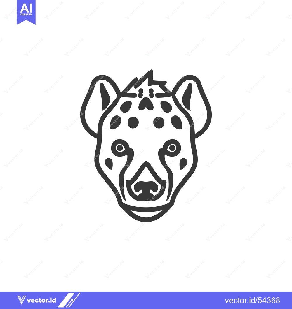 Premium Vector of Line Art Illustration of a Spotted Hyena Head