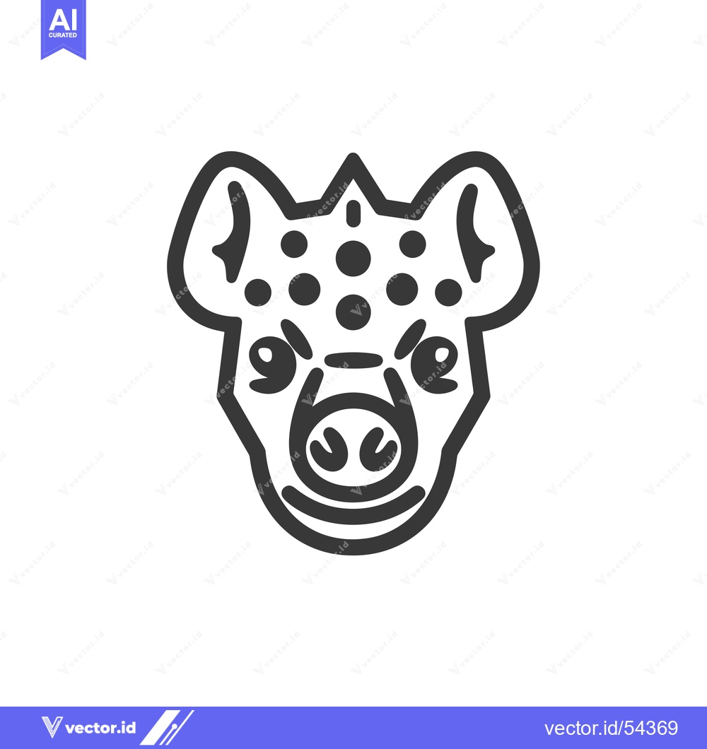 Premium Vector dari Line Art Illustration of a Spotted Hyena Head