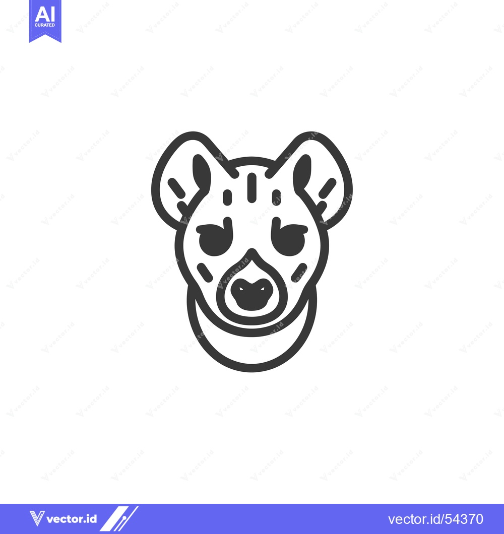 Premium Vector dari Line Art Illustration of a Spotted Hyena Head