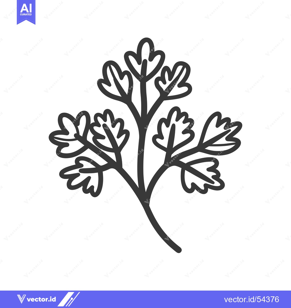 Premium Vector dari Line Art Illustration of a Sprig of Parsley