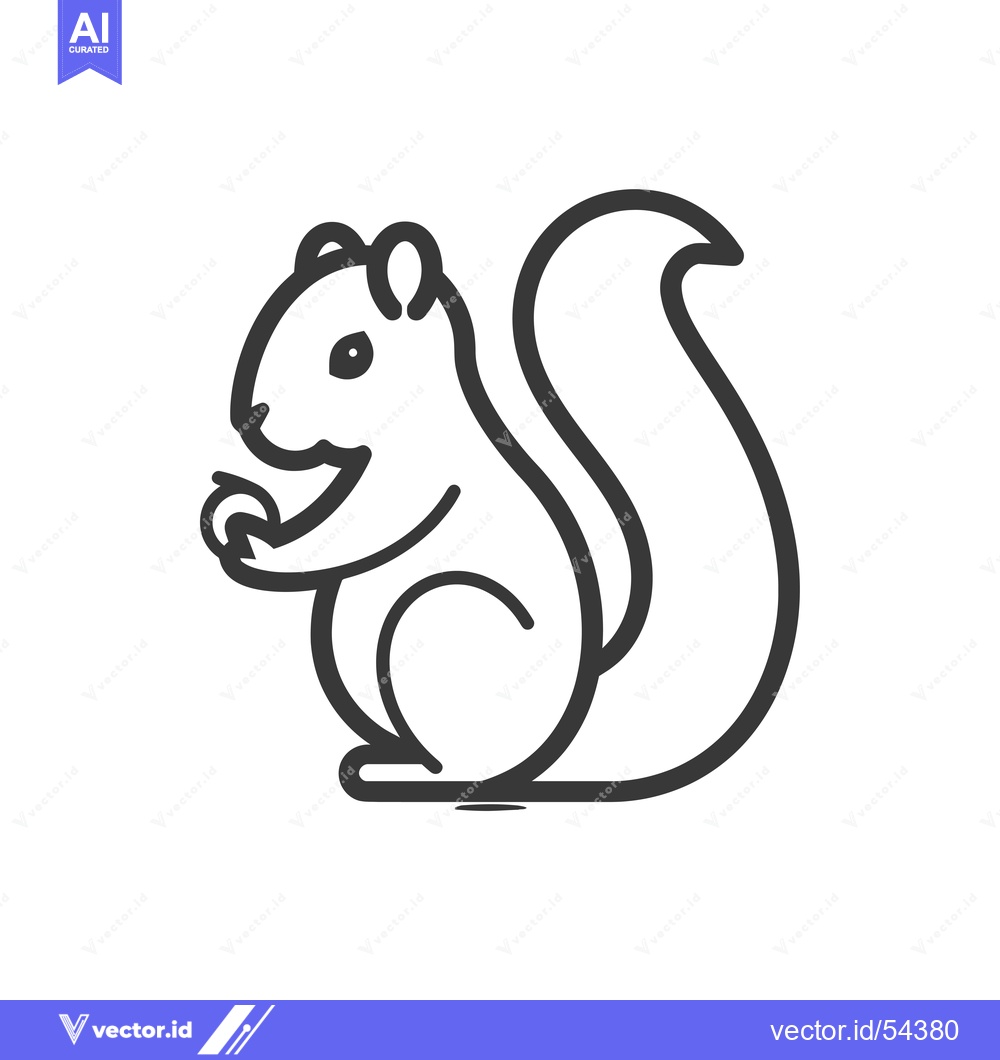 Premium Vector dari Line Art Illustration of a Squirrel Holding a Nut