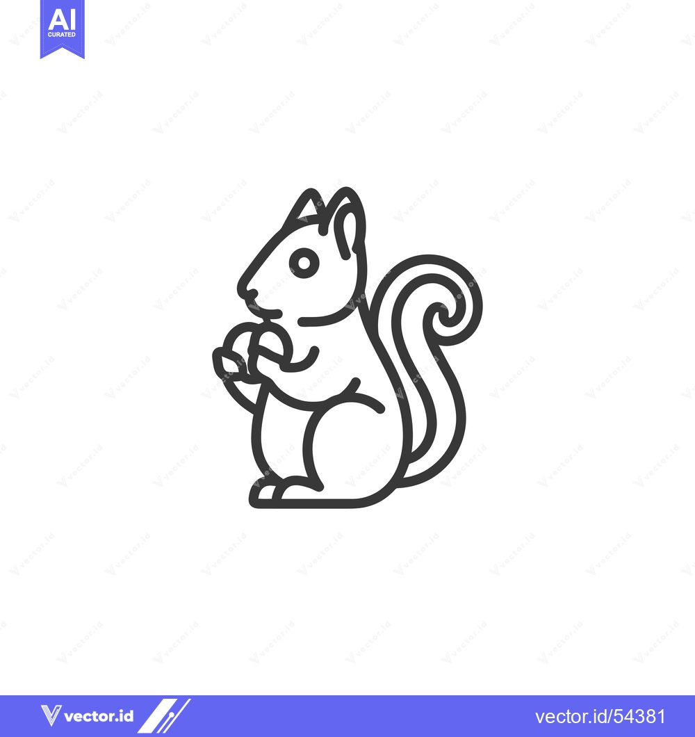 Premium Vector dari Line Art Illustration of a Squirrel Holding a Nut