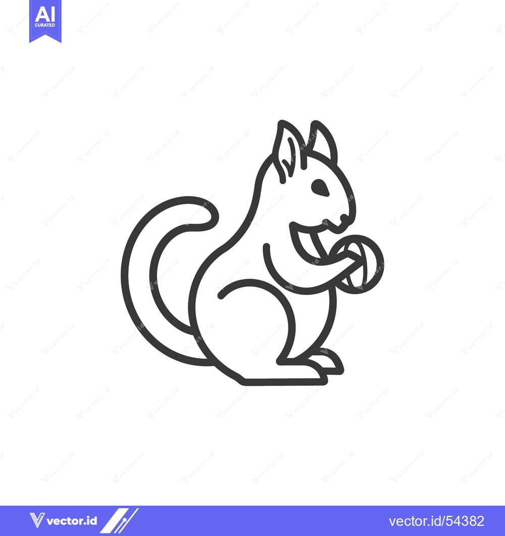 Premium Vector of Line Art Illustration of a Squirrel Holding a Nut