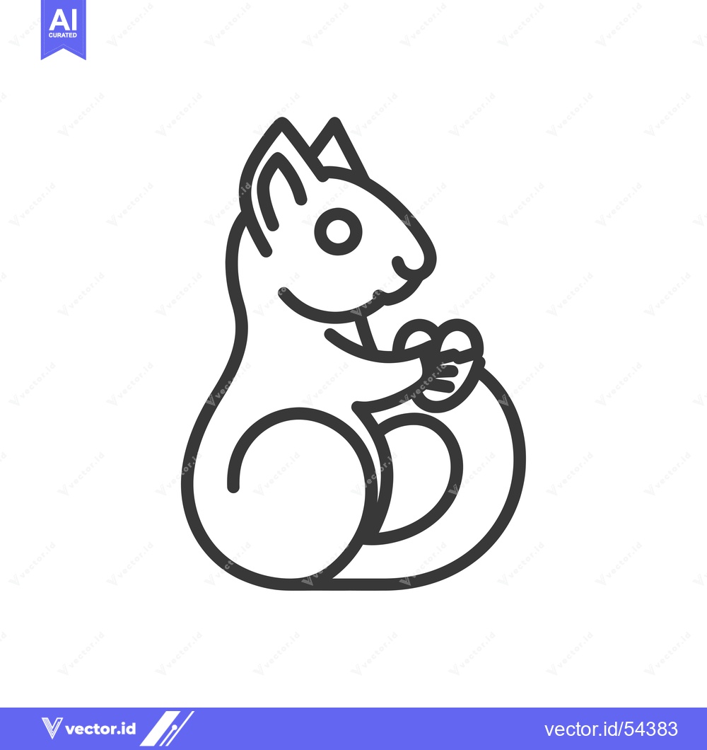 Premium Vector dari Line Art Illustration of a Squirrel Holding Nuts