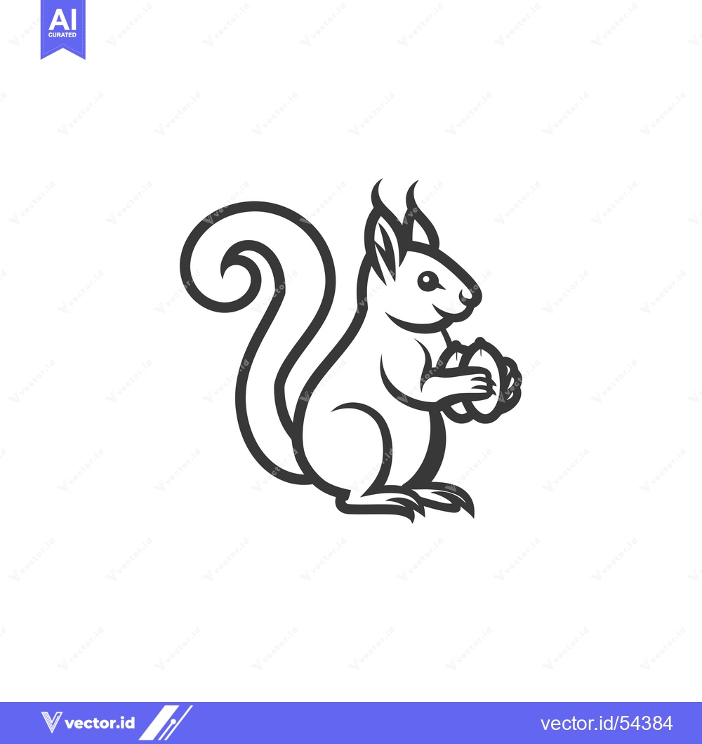 Premium Vector dari Line Art Illustration of a Squirrel Holding Nuts