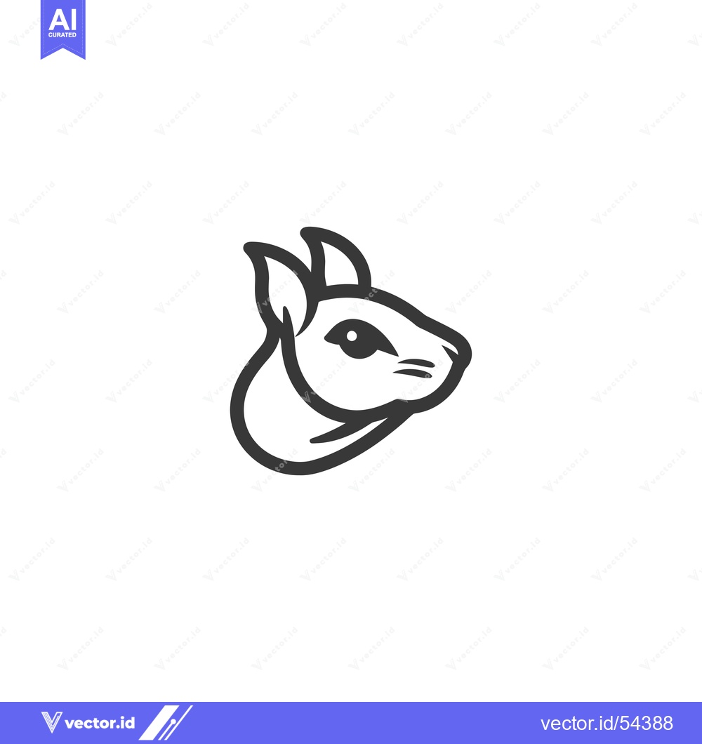 Premium Vector of Line Art Illustration of a Squirrel's Head