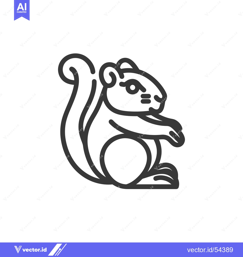 Premium Vector dari Line art illustration of a squirrel sitting with its tail curled