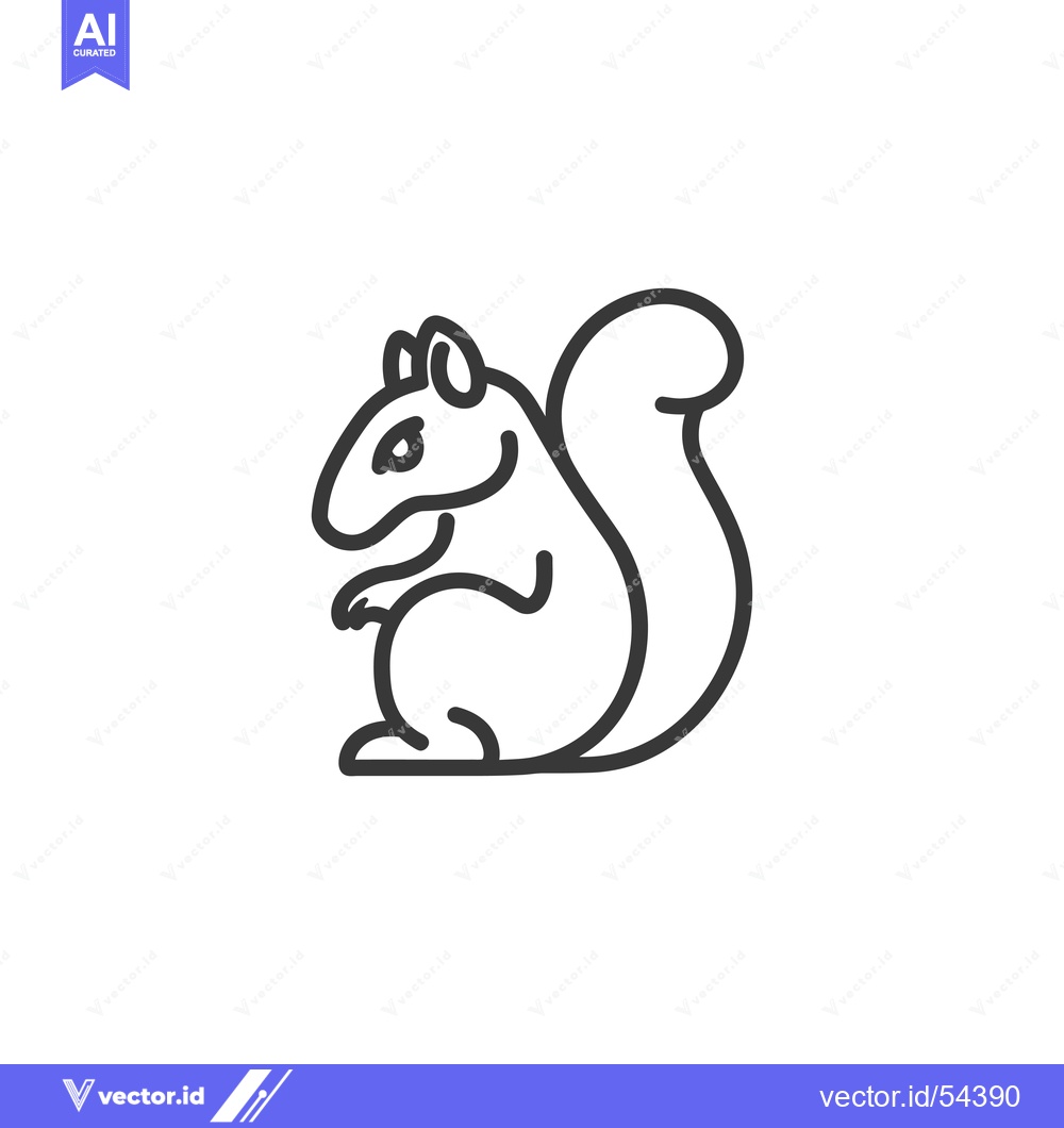 Premium Vector dari Line Art Illustration of a Squirrel Sitting with Its Tail Curved Behin