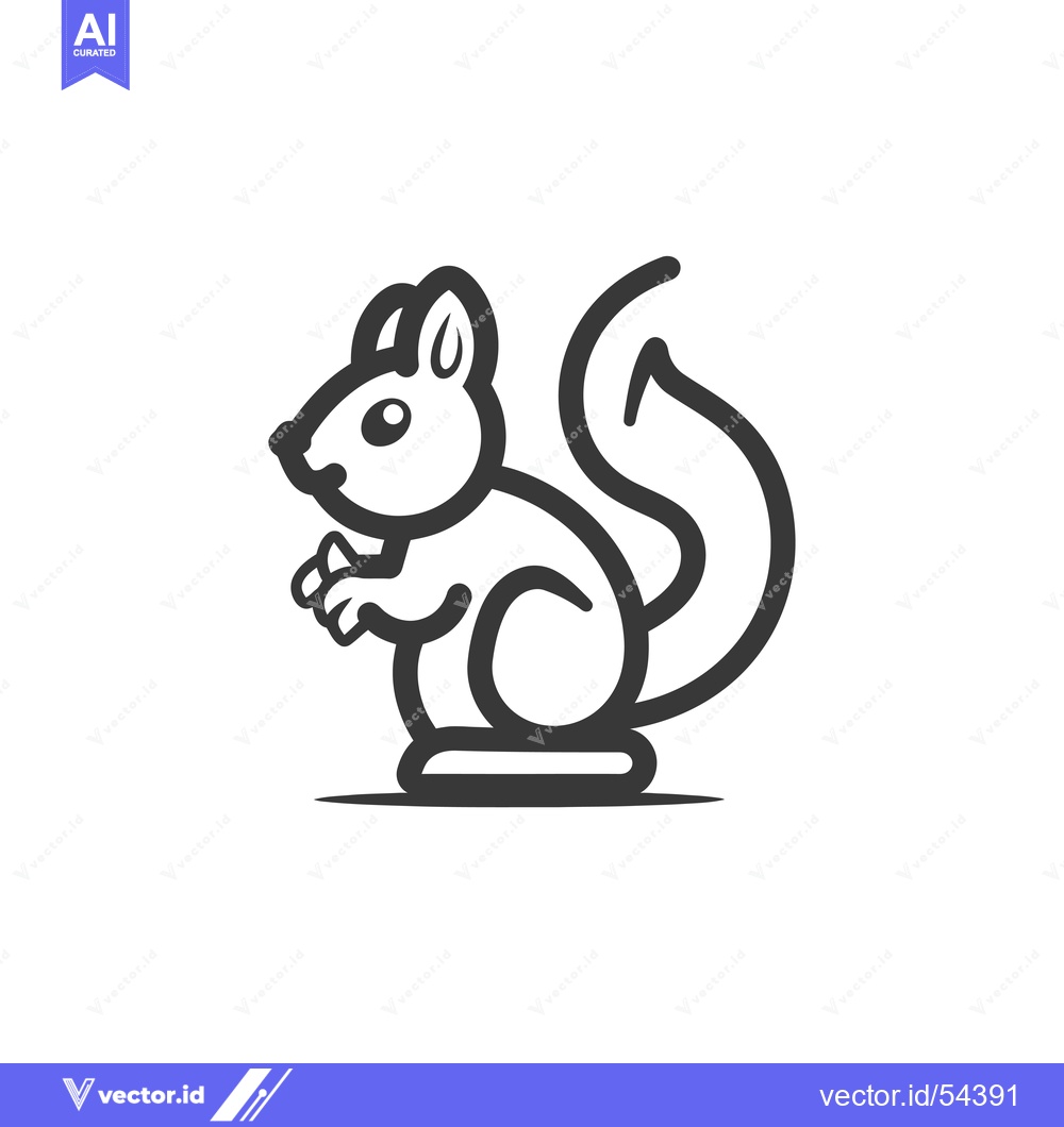 Premium Vector of Line Art Illustration of a Squirrel Sitting with its Tail Curved Behin