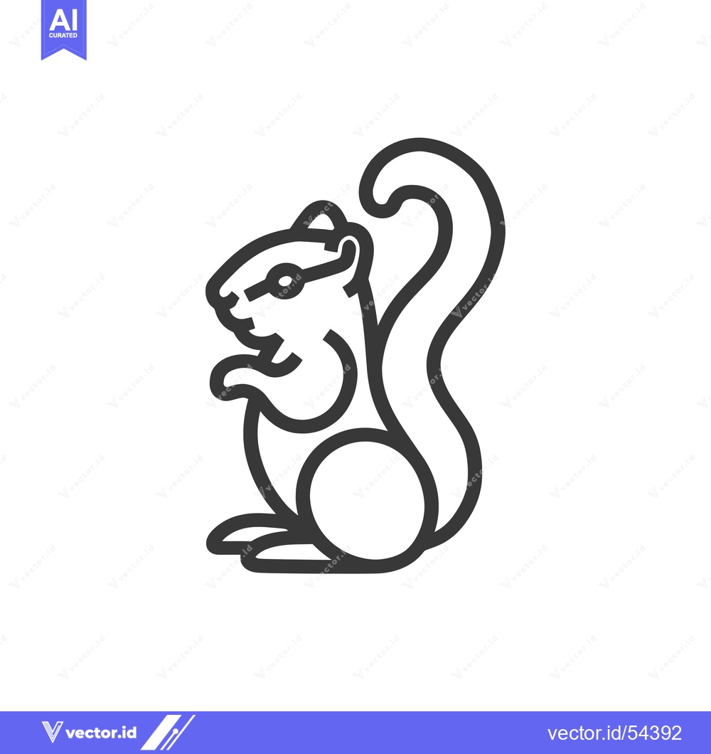 Premium Vector of Line Art Illustration of a Squirrel Wearing Glasses