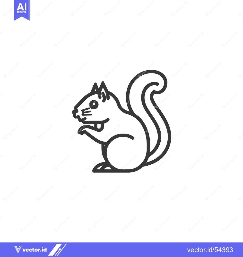 Premium Vector of Line art illustration of a squirrel with a bushy tail